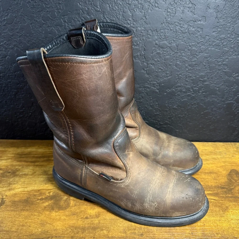 Red‎ Wing Pecos 2230 Brown Leather Waterproof Safety Toe Work Boots Mens 10 D
